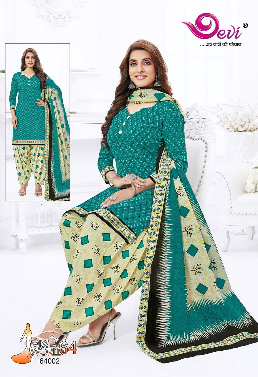 Devi Miss World 64 Wholesale Printed Cotton Dress Material Catalog
